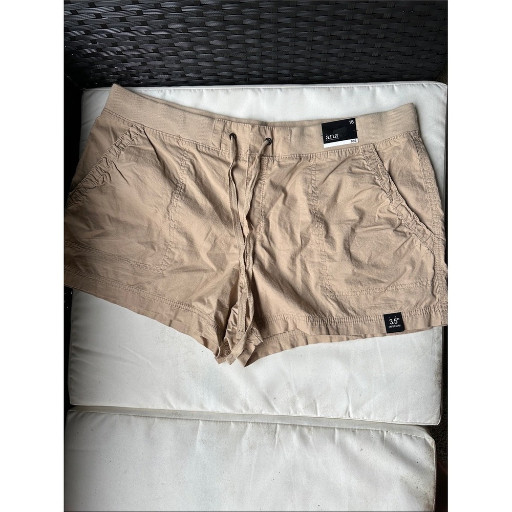 a.n.a A New Approach Women Khaki Utility Shorts Ribbed Waist Size 16 NWT
